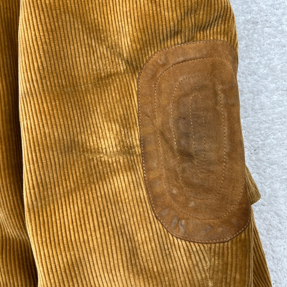 VTG‎ Europe Craft Mens Corduroy Blazer Tan Suede Elbow Patches 70s Sport Coat - Picture 9 of 16